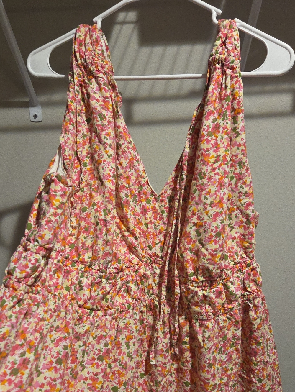 Time and Tru Pink Floral V-Neck Dress